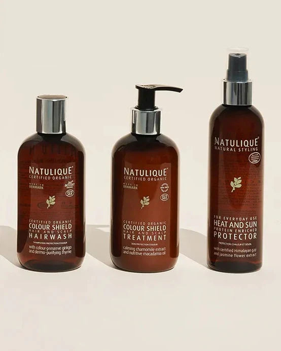 Natulique Colour Shield bundel met hairwash, treatment en heat and sun protector
