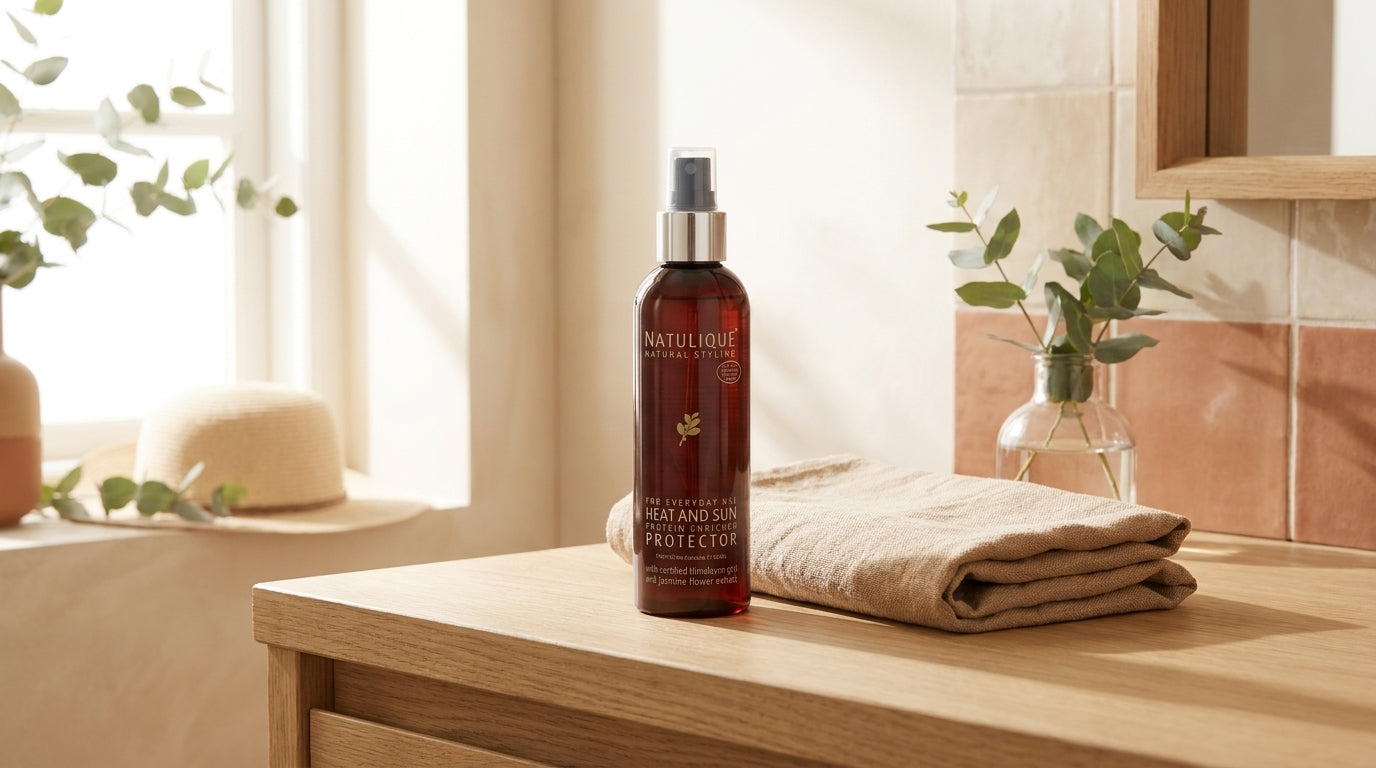 Natulique Heat and Sun Protector in een warme hygge badkamersfeer